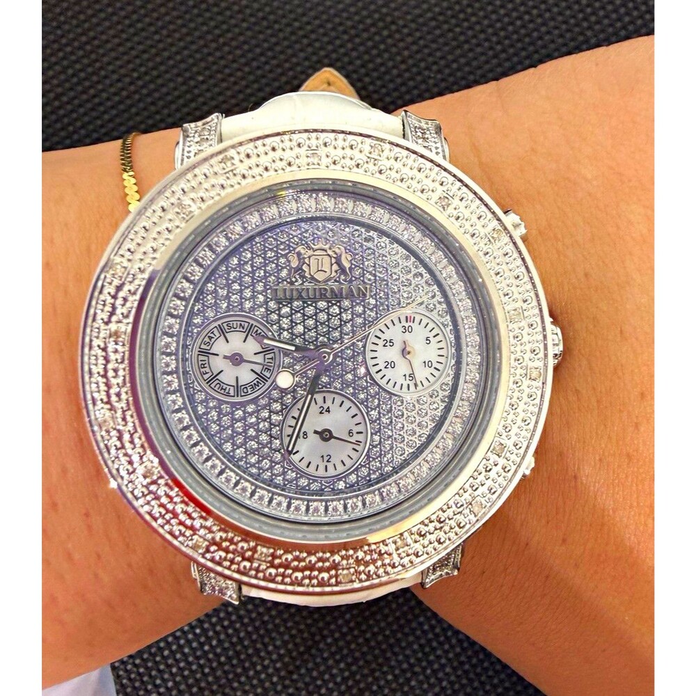 Luxurman New York Montana M0595 Women’s Crystal White Leather Quartz Watch